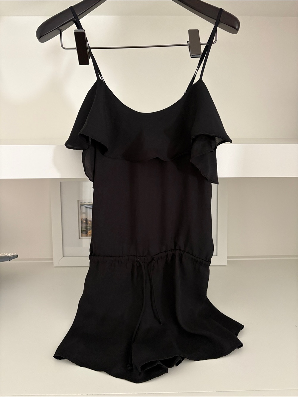 Gibson Black Ruffle Cami Romper